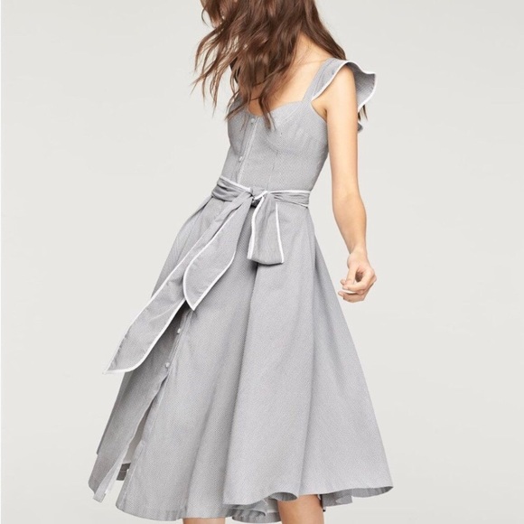 Milly Dresses & Skirts - Milly Cotton Ruffle Searsucker A-Line Midi Dress 4